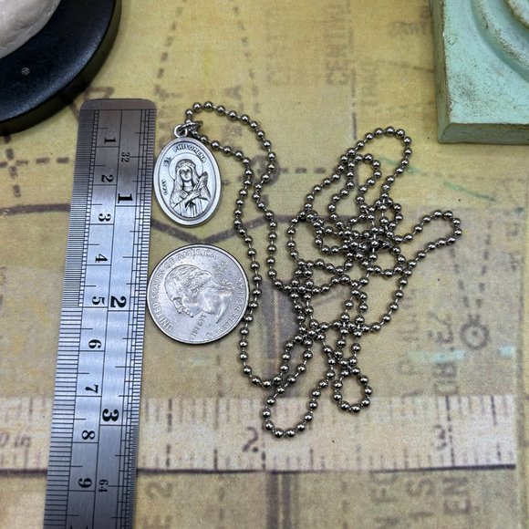 Saint St Philomena Italy Religious Medal Steel Chain Charm Necklace - Picture 2 of 4